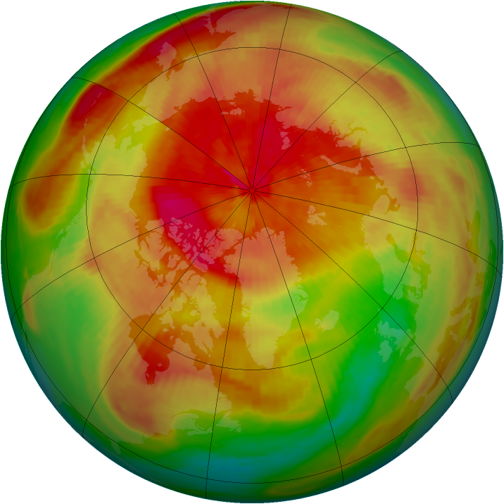 Arctic ozone map for 01 April 1991